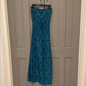 Calypso blue print dress, size M